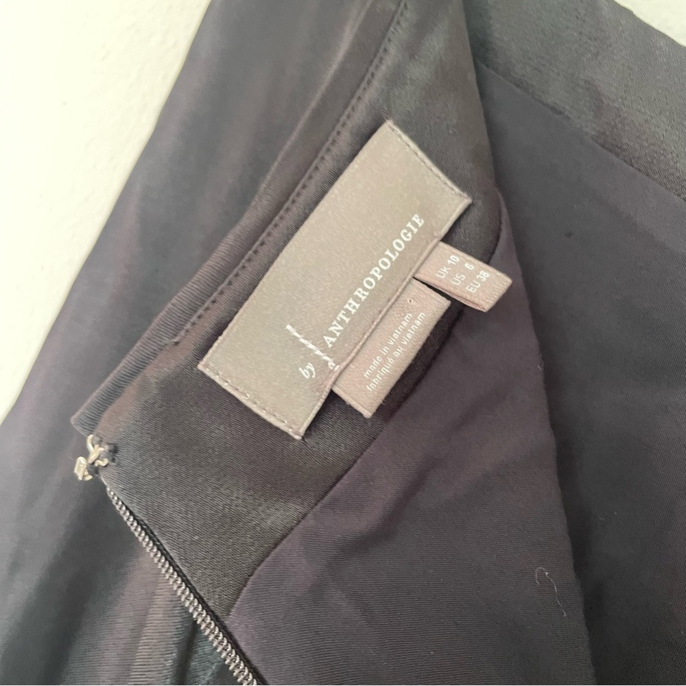Anthropologie Women’s Long Black Asymmetrical Fringe Satin Split Skirt Size 6 - Picture 8 of 12